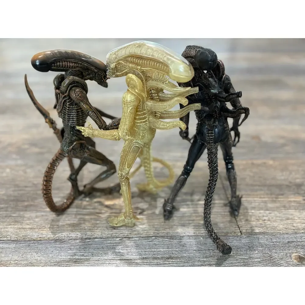 NECA Aliens Xenomorph Action Figures, bundle of 3 w/ articulated joints, 9 in.
